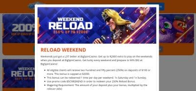 Big Spin Casino Reload Bonuses