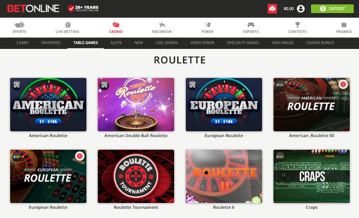 Roulette Variants at BetOnline