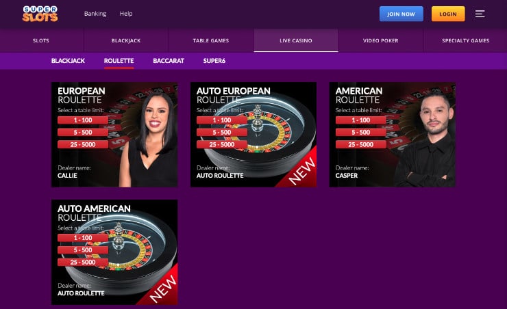 Super Slots Live Roulette