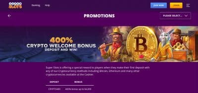 Super Slots welcome bonus offer