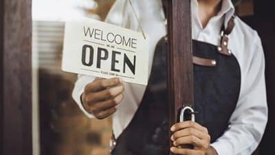 business open cafe restaurant apron sign