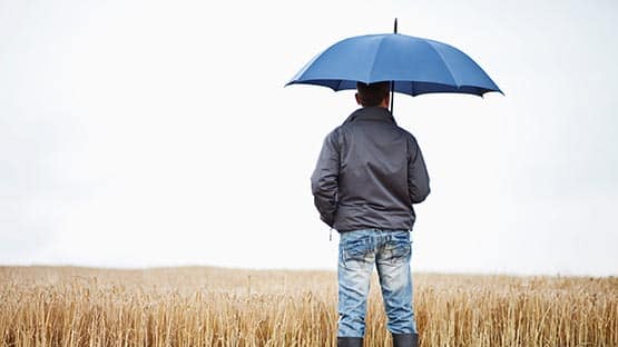 farmer with umbrella