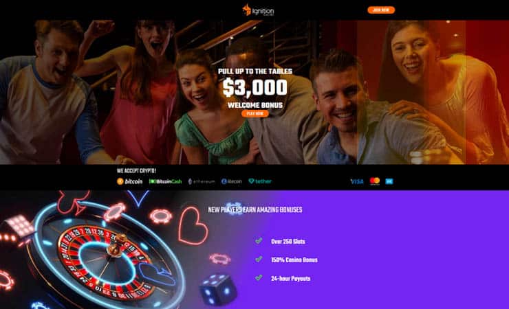 Ignition Casino Welcome Page
