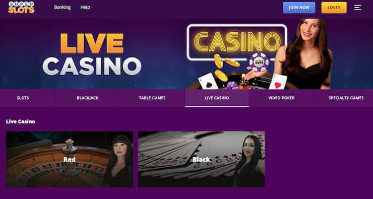 Super Slots with two live casino studios