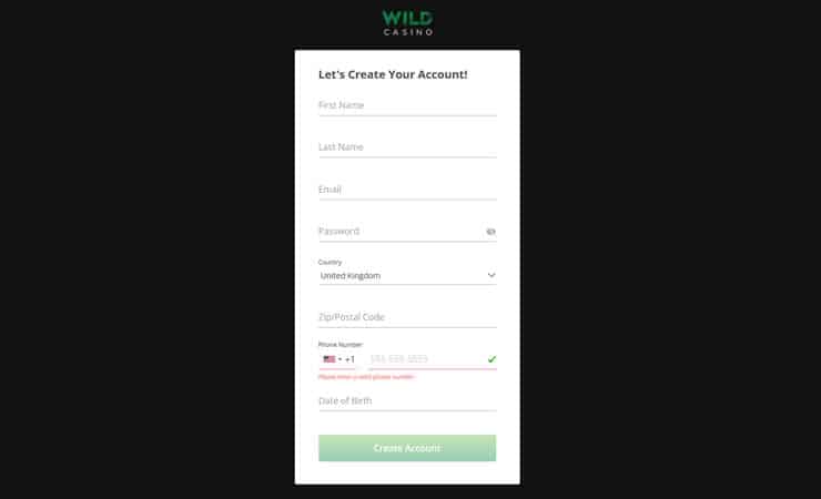 Wild Casino Registration