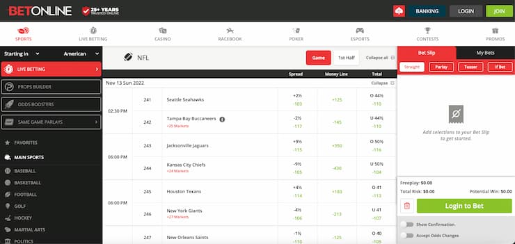 betonline - NFL betting sites USA