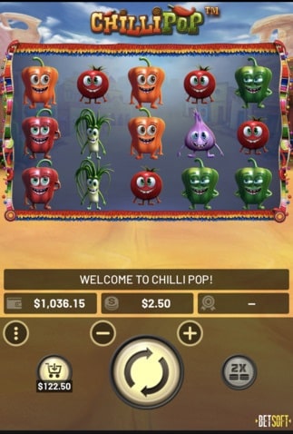 Online slot game screen