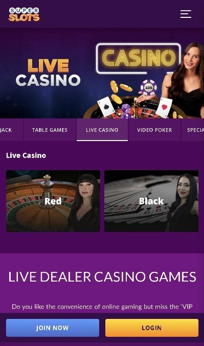 Super Slots live casino app