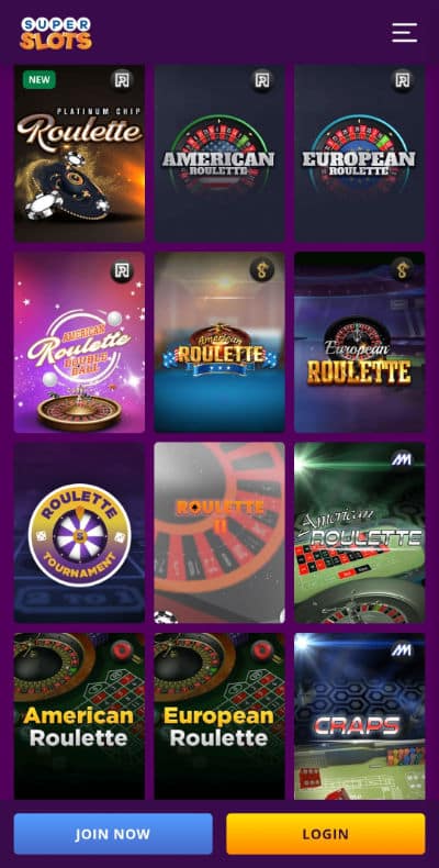 Virtual Roulette at Super Slots