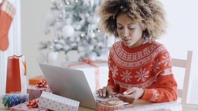 christmas shopping online computer holiday