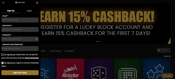 Lucky Block Sign Up