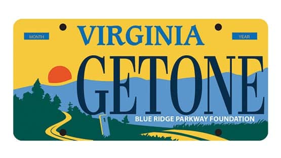 blue ride parkway foundation license plate
