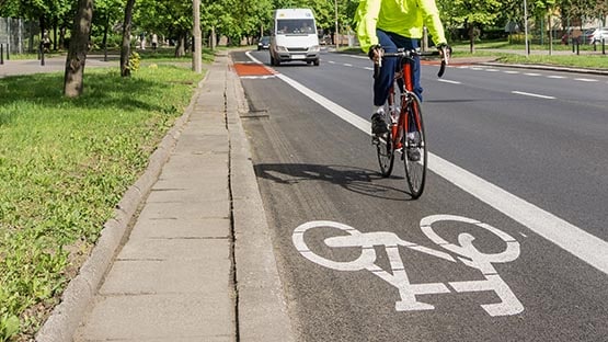 cyclist in bicycle lane