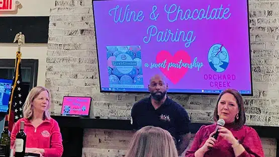 chocolate wine pairing orchard creek restaurant