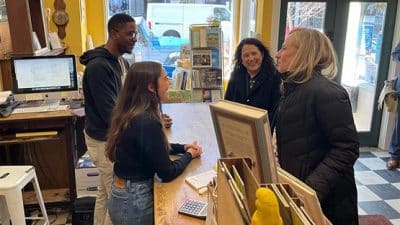 guzman and spanberger at local business
