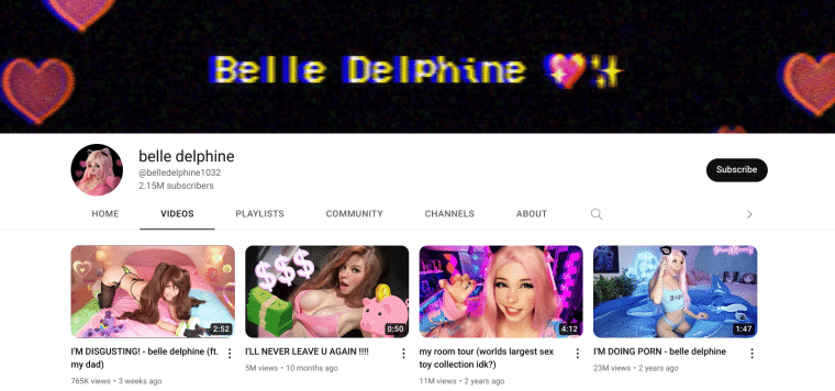 Belle Delphine YT Recent Posts and Activity