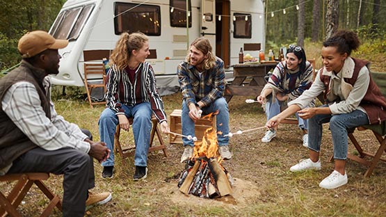 Campers at fire pit