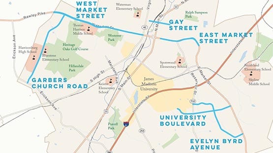 harrisonburg road reconfiguration map