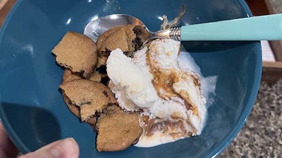 Bowl of ice cream and cookies