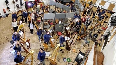 Shenandoah University harp students at Abbey Road Studios in London