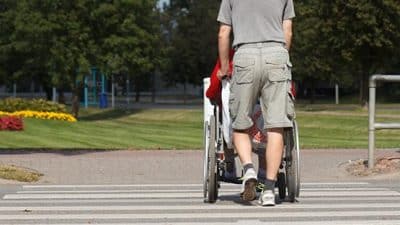 wheelchair in crosswalk