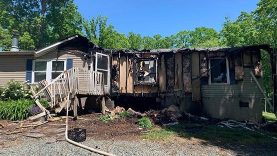 doublewide trailer with fire damage in Albemarle County
