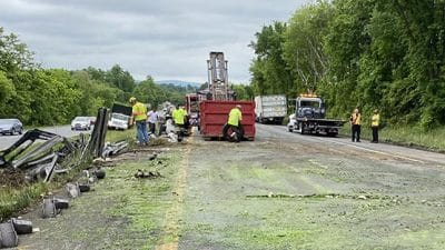 tractor trailer crash 66 peas