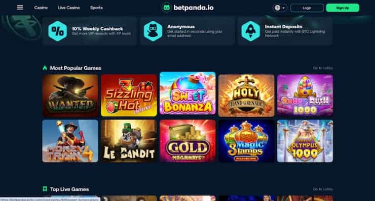 Betpanda home page - one of the best no kyc online casinos