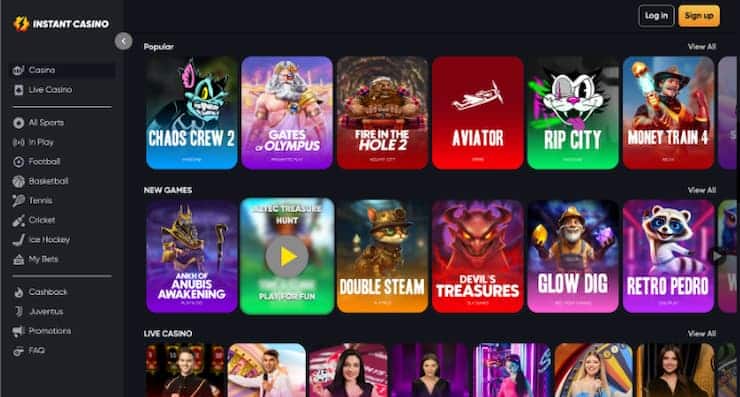 Game library at Instant Casino