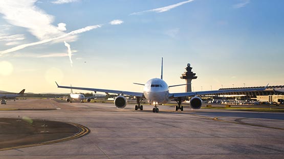 airplane on runway at airport