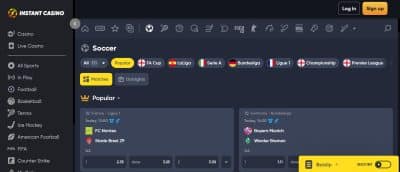 betting sites not on gamstop Football odds at Instant Casino