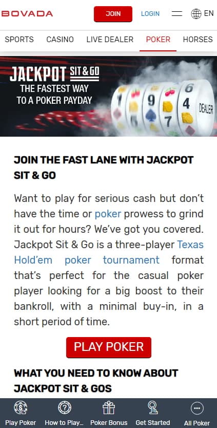 bovada poker app jackpot