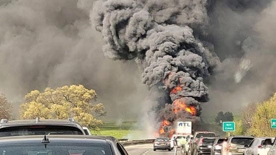 tractor trailer fire Shenandoah County Interstate 81