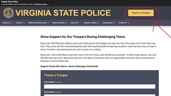VSP thank a trooper virginia state police