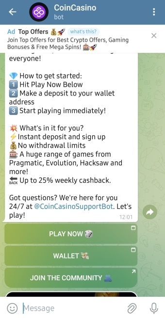 Telegram Casinos Step 3 Deposit Funds