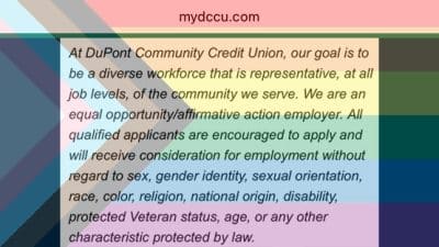 DCCU gender identity sexual orientation Dupont Community Credit Union Waynesboro Virginia
