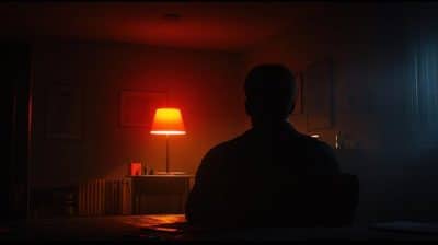 creepy man in dark room