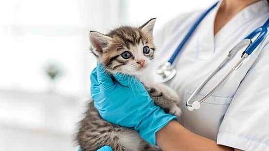 Veterinarian with cat