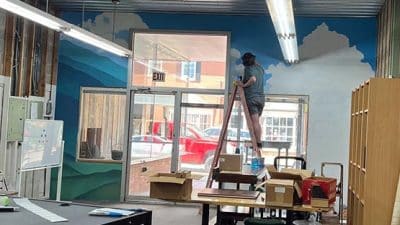 stone soup books mural painting