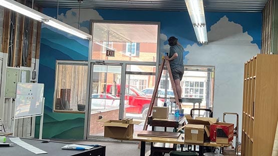 stone soup books mural painting
