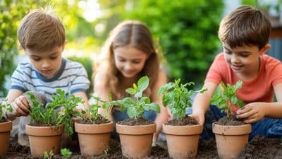 child children outdoors nature plant
