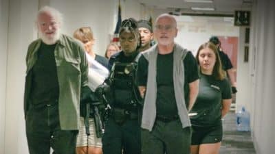 mennonites arrested mark warner office