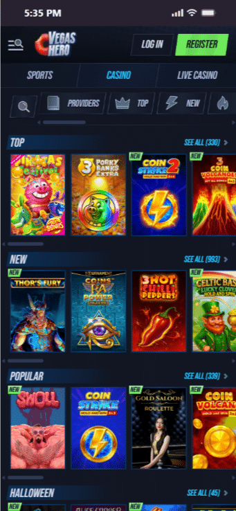 Top Canadian online casino games at Vegas Hero