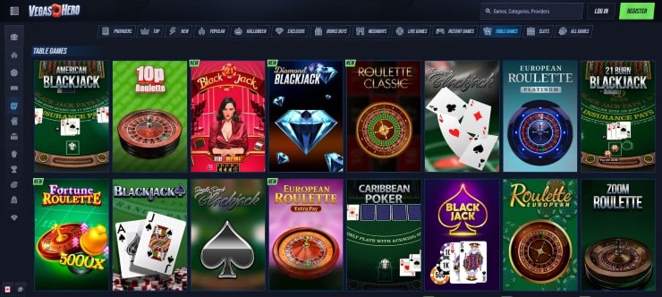 Blackjack and table games at Canadian online casinos