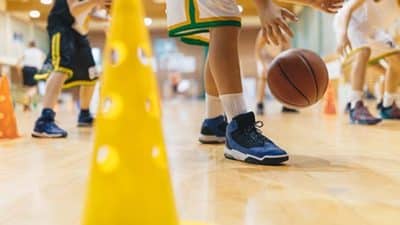 school student gym class PE elementary basketball