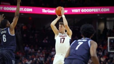 uva basketball johann grunloh shooting three