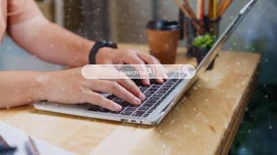 marketing agency AI artificial intelligence laptop search results