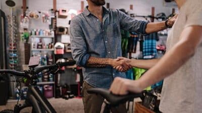 cyclist bicycle shopping fabric
