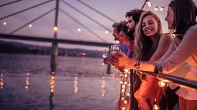 luxury boat dock networking party yacht