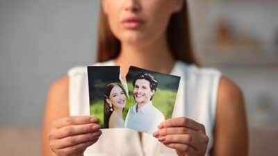 divorce wife torn wedding photo